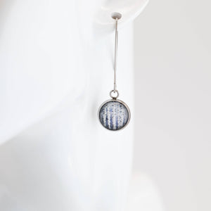 Winter Birch Stainless Steel and Glass Long Earrings Small