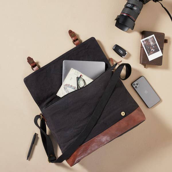 Upcycled Canvas Messenger Bag