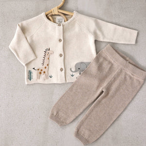 Animal Safari Embroidered Organic Baby Cardigan