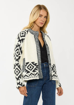 Tribal Pattern Textured Knit Jacket