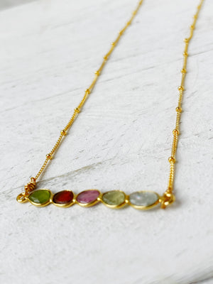 Watermelon Tourmaline Gemstone Necklace
