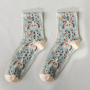 Bohemian Embossed Crew Socks
