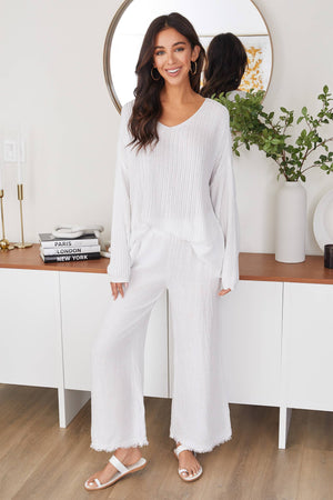 Italian Linen Pants with Raw Hem and Pockets