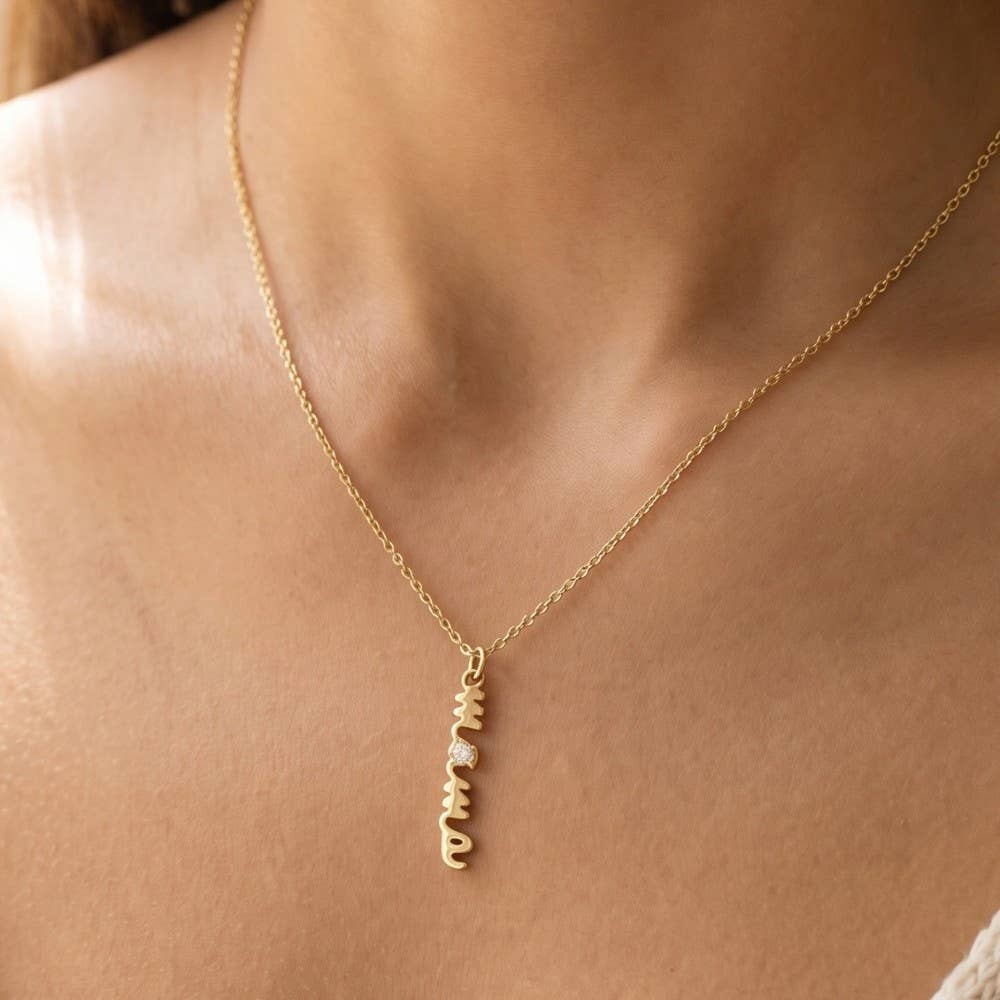 14K Gold Dipped Mama Script Pendant Necklace