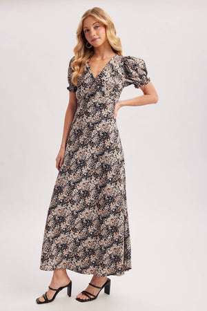 Floral Print Surplice Maxi Dress