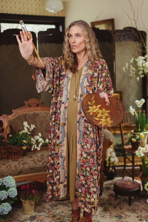 Art of Life Opera Duster Kimono Robe - Flower Palette Print