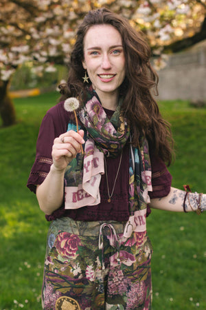 Make A Wish Floral Scarf with Wishbone and Dandelion