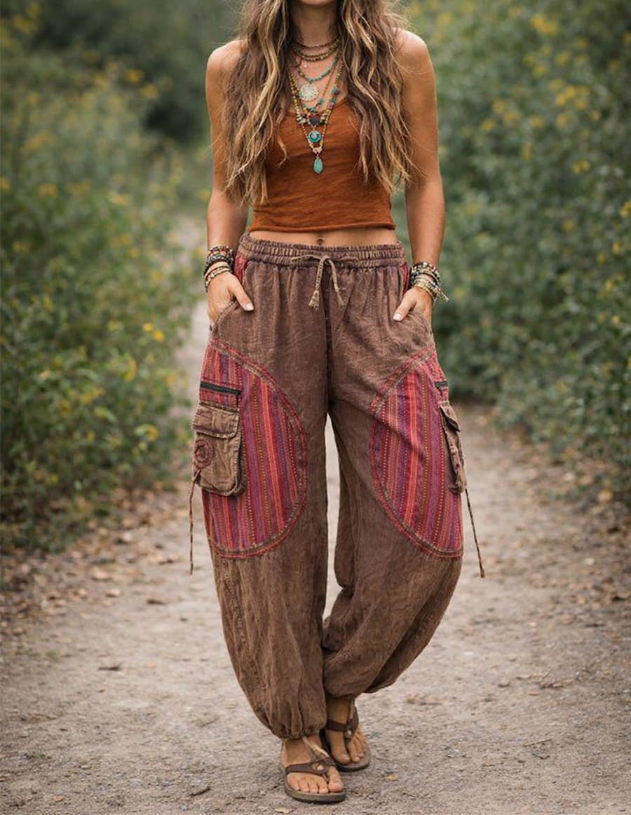 Panel Patched Boho  Hippie Cotton Harem Pants