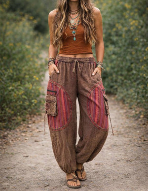 Panel Patched Boho  Hippie Cotton Harem Pants