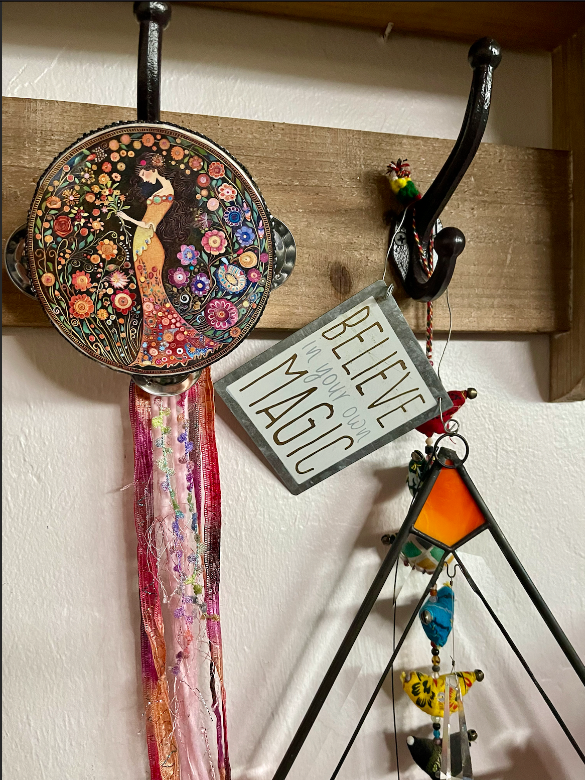 Spring Magic Garden Goddess Tambourine Wall Accent