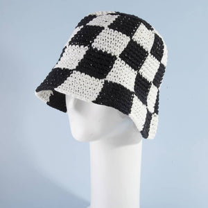 Chunky Crochet Checkered Bucket Hat