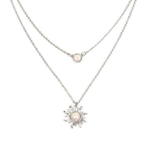 Dainty Sun Moon Opal Charm Layering Necklace in Solid Copper