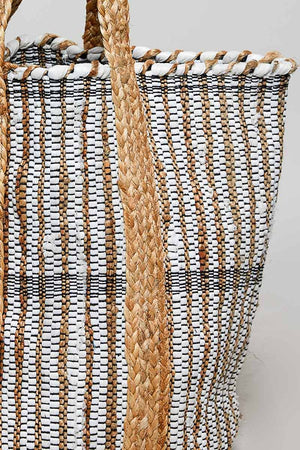 Artisanal Hand woven Striped Beach Tote Bag