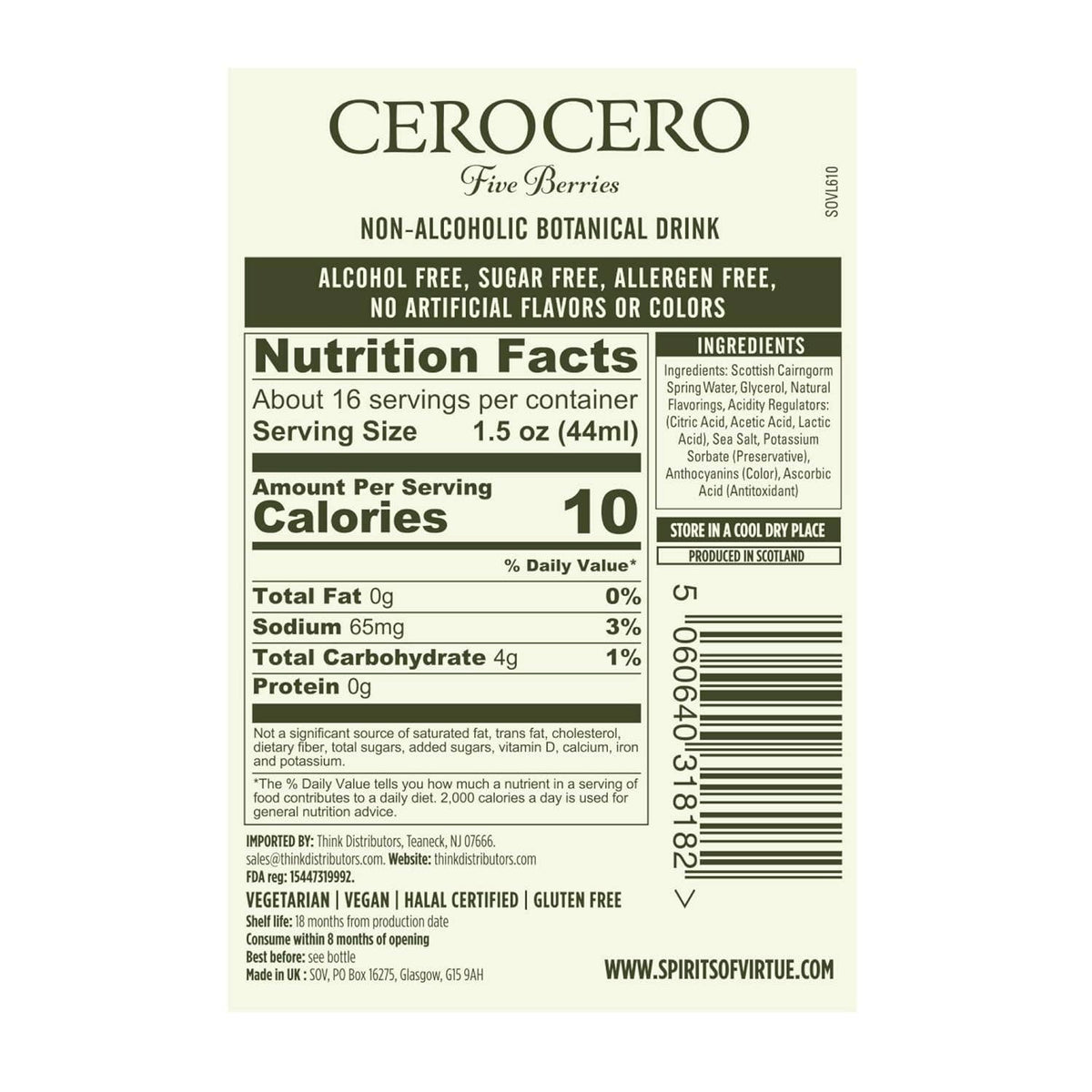 CeroCero Five Berries Non-Alcoholic Gin 0.0% ABV