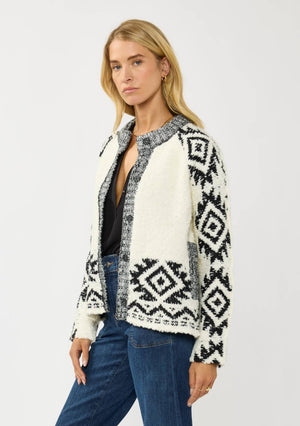 Tribal Pattern Textured Knit Jacket
