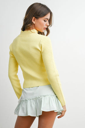 Zip Up Long Sleeve Mock Neck Cardigan