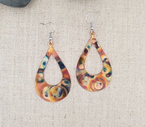 Flame Paint Copper GoGo Teardrop Earrings