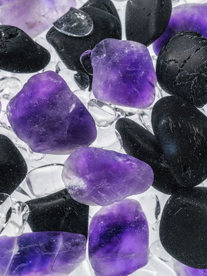 Gemstone Vial Guardian– Black Tourmaline & Amethyst