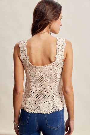Crochet Lace Square Neck Tank Top