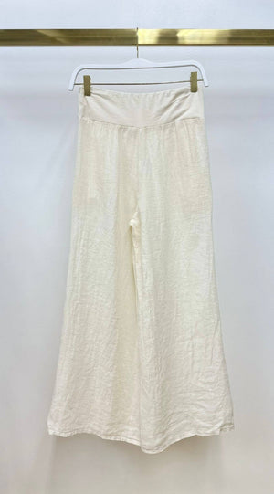 Linen Button Down Wide Leg Pant