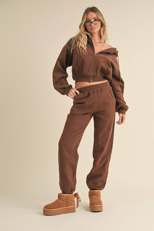 Cozy Fleece Oversized Crop Full Zip Hoodie