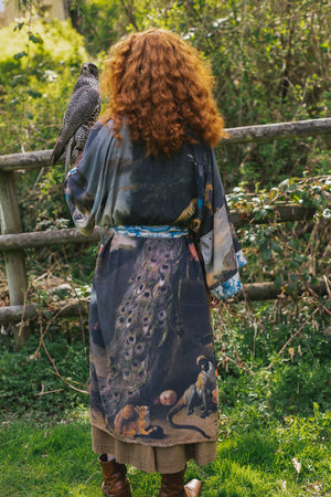 Wild Beauty Opera Duster Kimono Robe with Peacock