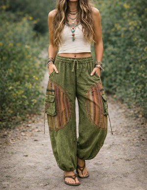 Panel Patched Boho  Hippie Cotton Harem Pants