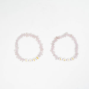 LOVE - Rose Quartz Chip Bracelet