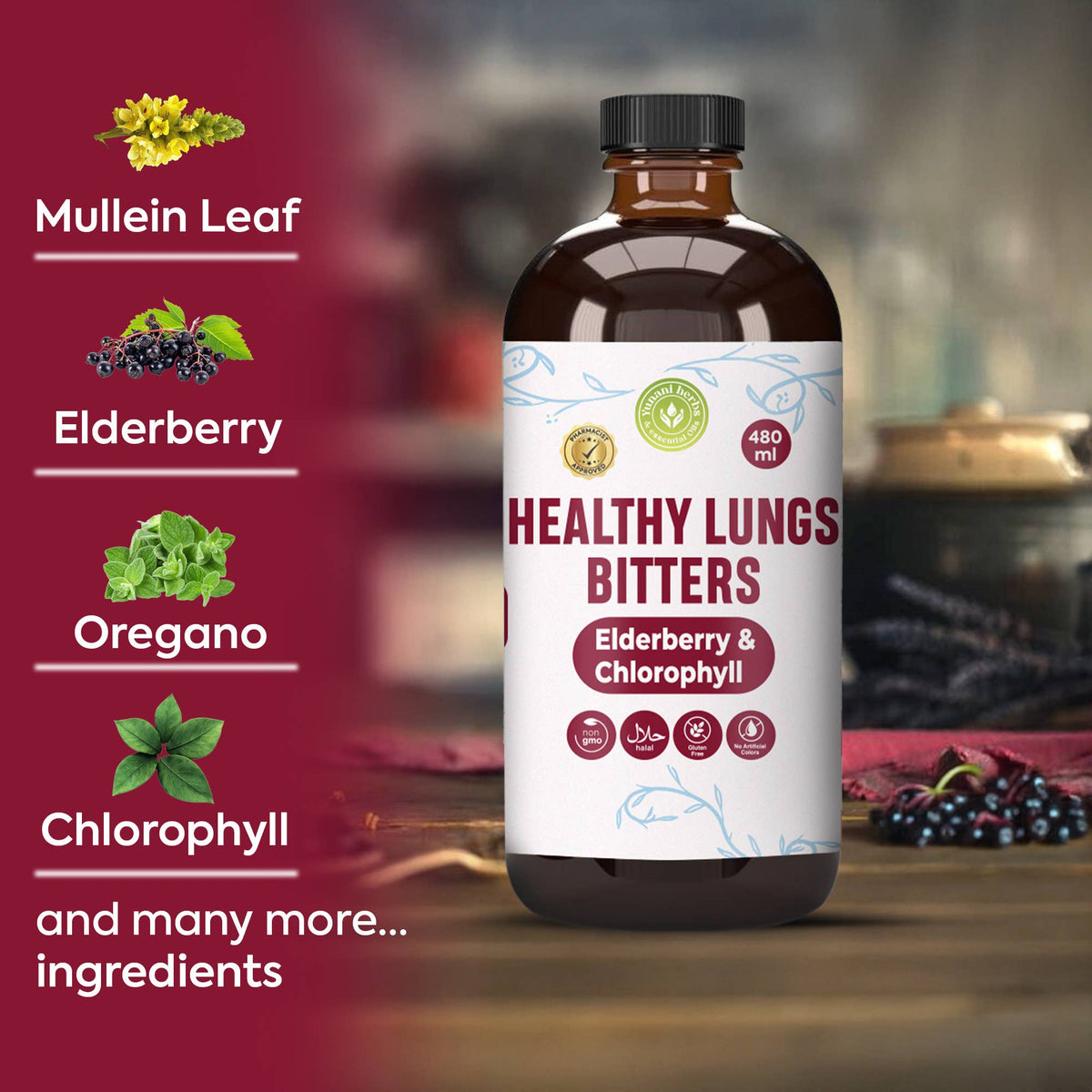 Healthy Lungs Bitters with Elderberry & Chlorophyll