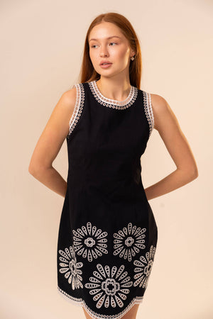 Sleeveless Embroidered Mini Dress