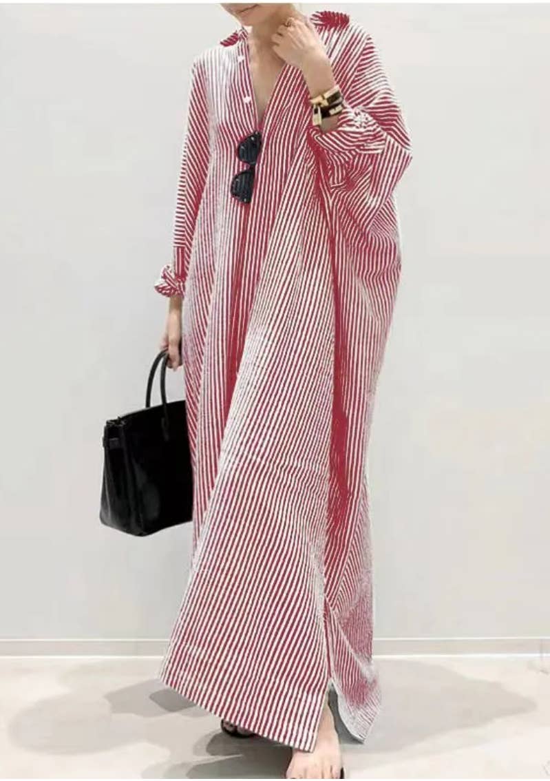 Stripe Shirt Maxi Dress