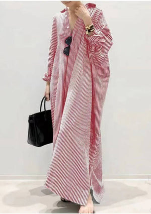 Stripe Shirt Maxi Dress