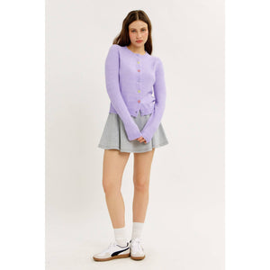 Soft Pastel Cardigan with Heart Buttons