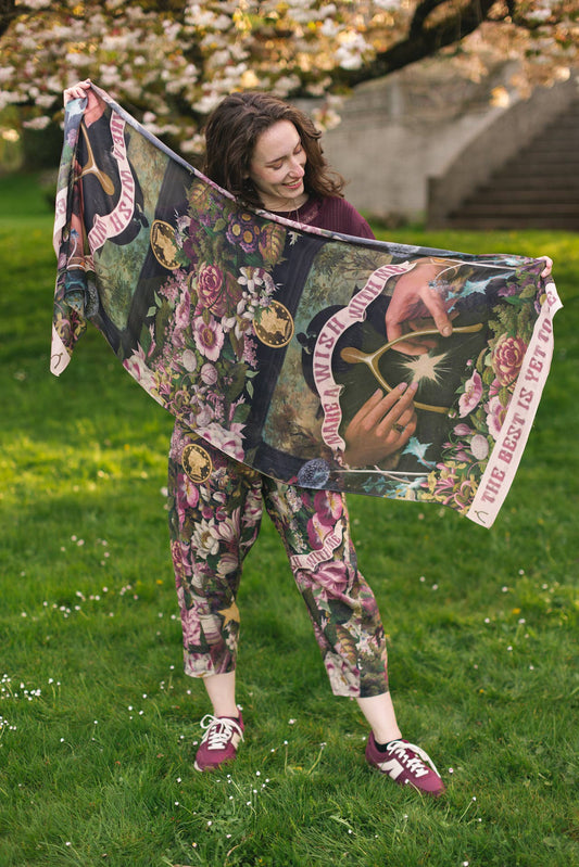 Make A Wish Floral Scarf with Wishbone and Dandelion