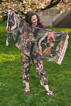 Make A Wish Floral Scarf with Wishbone and Dandelion