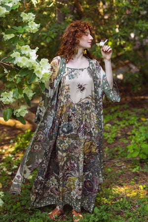Love Grows Wild Bohéme Long Maxi Slip Dress w/ Bees Floral