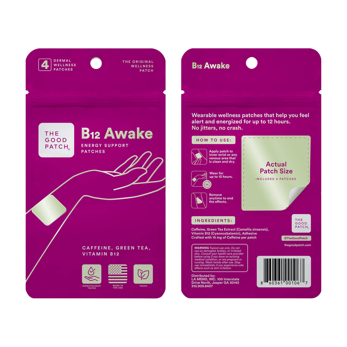 Energy & Focus Patch with Caffeine, Green Tea & Vitamin B12