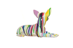 Graffiti Chihuahua Laying Sculpture - 11" Hand Painted