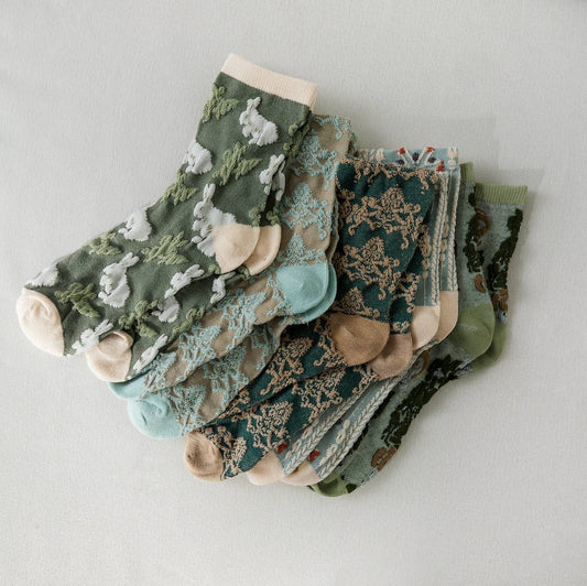 Bohemian Embossed Crew Socks