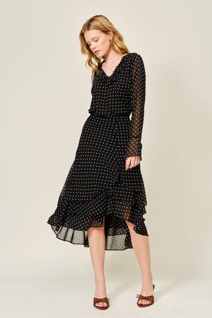 POLKA DOT TIERD UNBALANCE HEM SKIRT