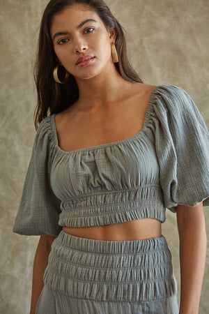 Everyday Woven Cotton 3/4 Sleeve Blouse