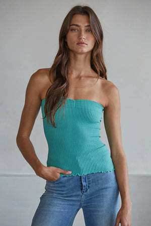 Sweetheart Neckline Seamless Ribbed Tube Top