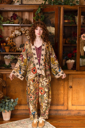 Golden Hour Linen Cropped Artist Pant w/ Floral Print