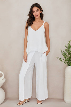 Adjustable Strap Linen Tank Top