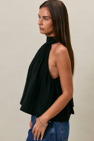 Bow Detail Halter Neck Flare Top