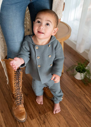 Hooded Organic Baby Sweater Jacket, Double Button