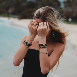 Connect Hair Tie Bracelet Set – Black, Cream & Gold