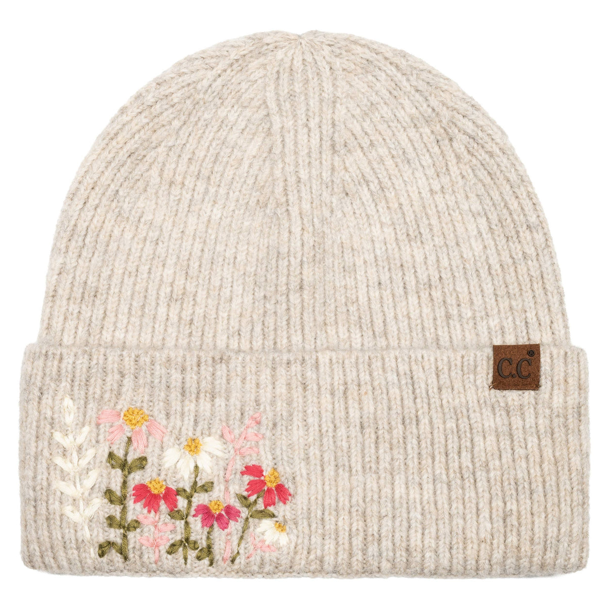 C.C Floral Embroidered Beanie