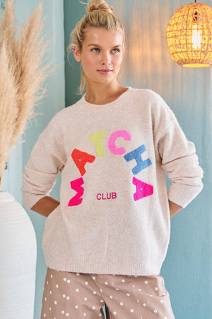 Matcha Club Patch Knit Sweater – Plus Size