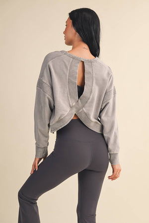 Mineral Wash Cutout Back Layering Sweatshirt